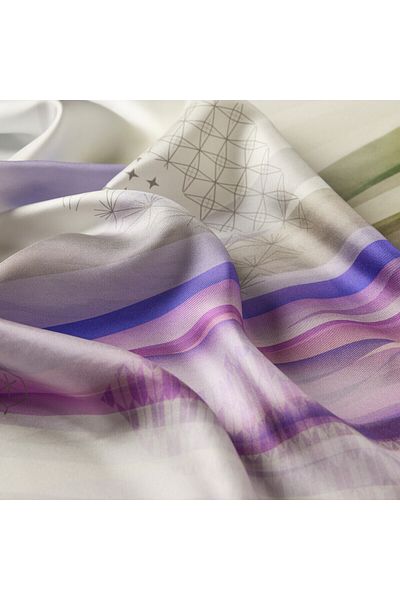 ipekevi Ice White Purple Evening Tivil Silk Scarf