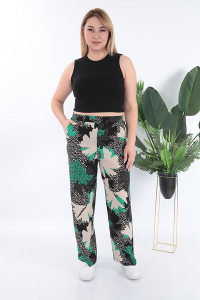 STELLETO Woven Viscose Patterned Flowy Wide Leg Summer Trousers