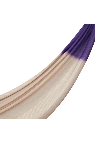 ipekevi Μπεζ Μωβ Gradient Block Cord Μάλλινο μεταξωτό σάλι