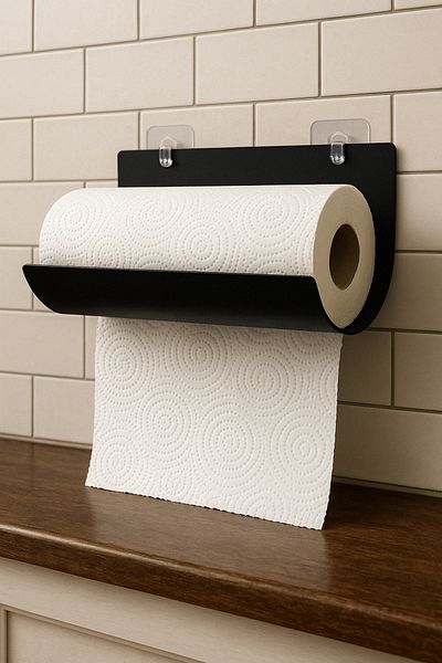 PEKA Adhesive Black Paper Towel Holder and Napkin Holder – Bathroom & Kitchen Organizer