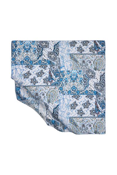 ipekevi Ice Blue Bohemian Chipped Tivil Μεταξωτό Φουλάρι