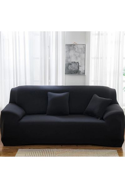 Choice 3-Seat 190-230cm Black Solid Color 1/2/3/4 Seat Sofa Covers for Living Room Elastic Milk Silk Cover