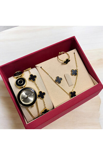 Rivoly طقم نسائي أنيق ستيل , يتكون من ساعة مقاومة للماء