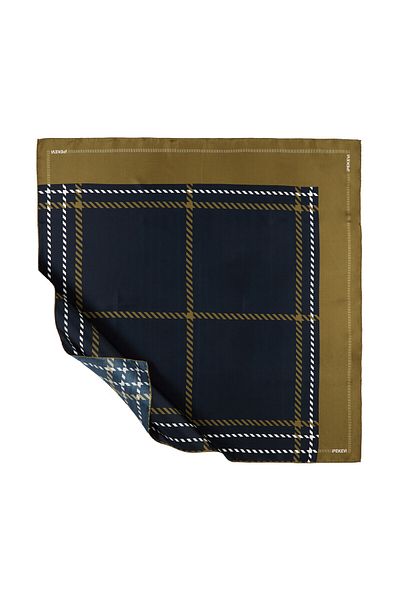 ipekevi Μοντέρνο καρό μεταξωτό μαντίλι Tivil Navy Blue Highlander