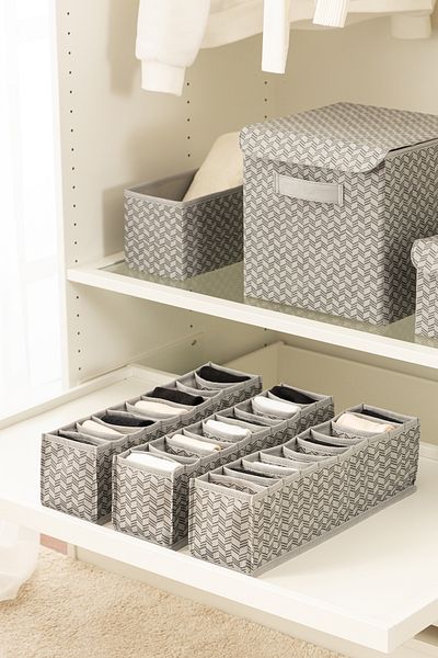 REKHOME Set of 3 10 Compartments Gray Cabinet Drawer Accordion Folding Socks Laundry Organizer Organizer