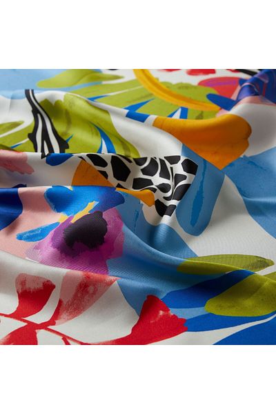 ipekevi Λευκό Μπλε Χαριτωμένο Φουλάρι Φρούτων Tivil Silk