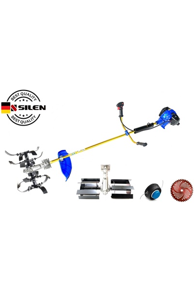 Silen Model Dafu Turbo Motorlu Benzinli Yan Tırpan Toprak Çapalama Makinesi 2 Adet Çapa Aparatlı Set