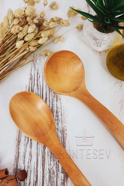 MONTESEV Wooden Wooden Kitchen Spoon Set 2 Pieces Beech, Boxwood and Bamboo Wood Spoon