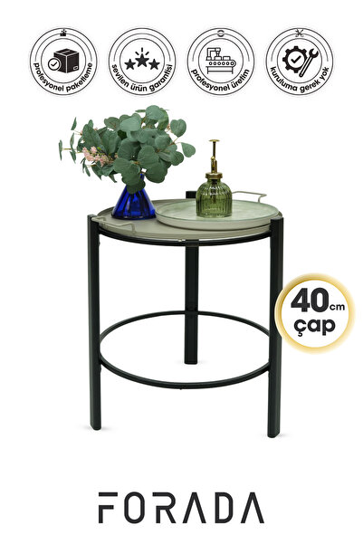 Forada Home & Style Yuvarlak Metal Yan Orta Sehpa