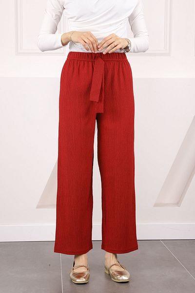 İmajButik Burgundy Bürümcük Wide Leg Trousers
