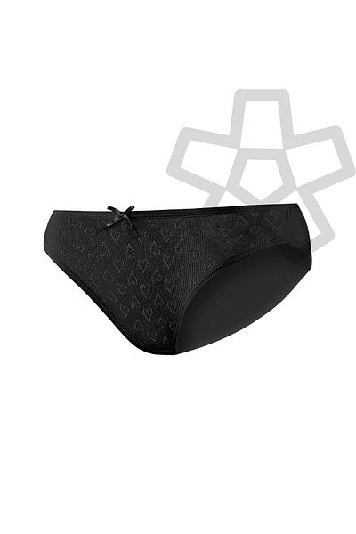 YILDIZ Cotton Heart Ribbed Bikini Panties 6 Pack Black Star Kod3578