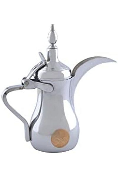 ALSAIF Dallah from Saif, size 26 oz., ideal for preparing and serving Arabic coffee, chrome color.