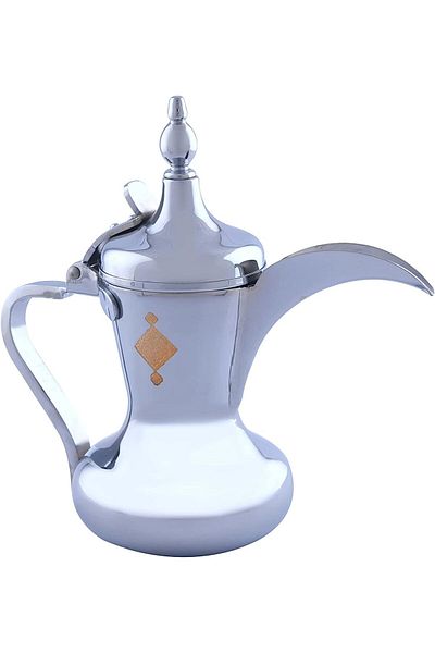 ALSAIF Dallah from Saif, 48 oz., ideal for preparing and serving Arabic coffee. Gold color.
