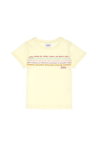U.S. Polo Assn. Girls' Lemon Crew Neck Cotton Color Printed T-Shirt 50306244-Vr035