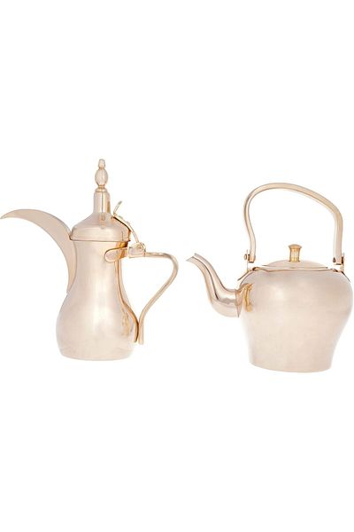 ALSAIF 2 Saif coffee pot and jug set: a coffee pot for preparing and serving Arabic coffee, and a practical jug for heating tea, golden color