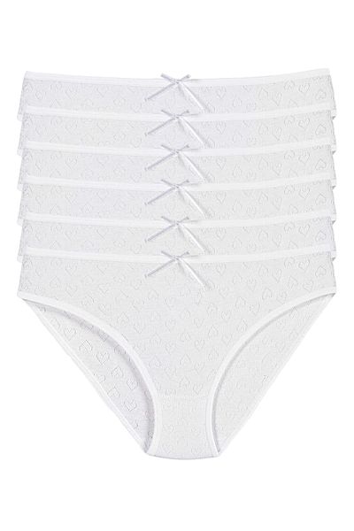 YILDIZ Cotton Heart Ribbed Bikini Panties 6 Pack White Star Kod3575