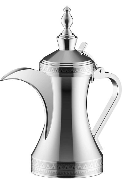 ALSAIF Dallah from Saif, 40 oz., ideal for preparing and serving Arabic coffee, chrome color.