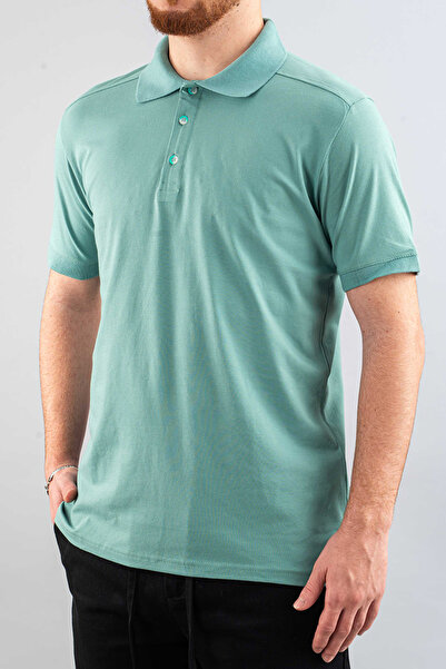 bombe Ανδρικό μπλουζάκι με πράσινη λεπτή εφαρμογή 100% βαμβακερό μαλακό μπλουζάκι με λαιμόκοψη Basic πράσινο μπλουζάκι