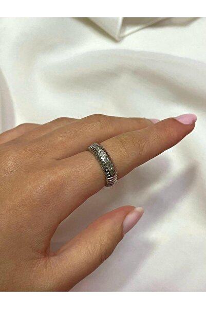 Zerys Jewelry حجر صغير مفصل الصلب الفضة خاتم قابل للتعديل