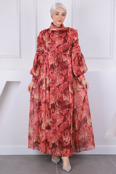 İmajButik Φόρεμα σιφόν με μανίκια με μανίκια