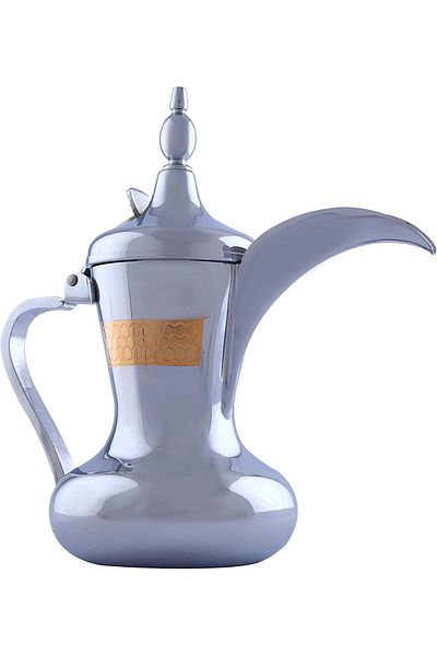 ALSAIF Dallah from Saif, 26 oz., ideal for preparing and serving Arabic coffee. Gold color.