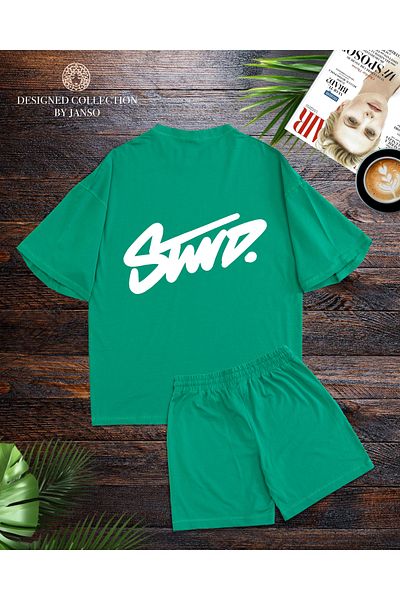 ACTIVE MODA Men's Short Sleeve Dwts4 Printed Tshirt-Shorts Set Large Size 2Li̇ Oversi̇Ze