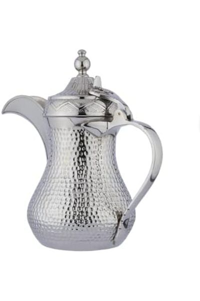 ALSAIF Dallah from Saif, size 44 ounces, ideal for preparing and serving Arabic coffee, silver color