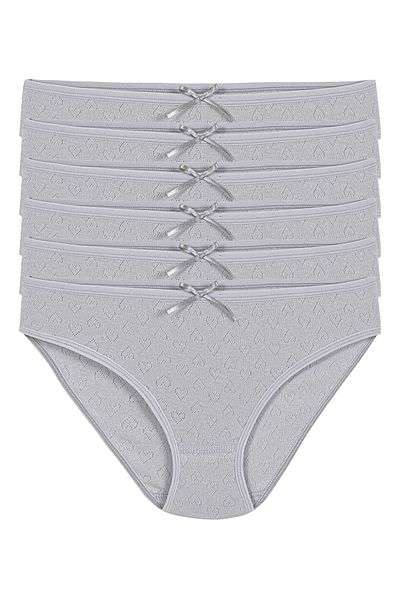 YILDIZ Cotton Heart Ribbed Bikini Panties 6 Pack Gray Star Kod3574