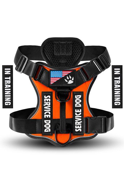Choice XL Orange Service Dog Harness, Reflective Dog Vest Harness with 5 PCS Patches, Adjustable Soft Oxfor