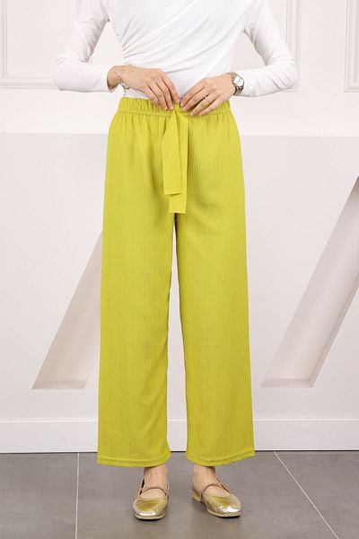 İmajButik Pantaloni largi înfășurați verde fistic