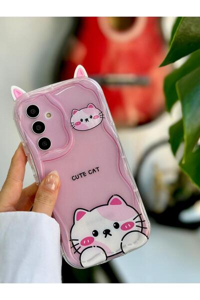 Go Aksesuar جراب من السيليكون متوافق مع هاتف Galaxy A54 مع تصميم EARBUD CAT