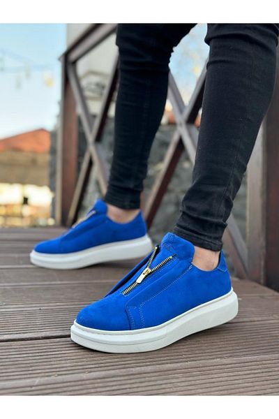 EBRUS TREND Et0310 Thick Suede High Sole Zippered Blue Men's Shoes