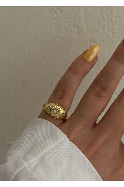 KİLİGİSTANBUL خاتم GELINA ذهبي اللون للنساء (يمكن تعديل الحجم)
