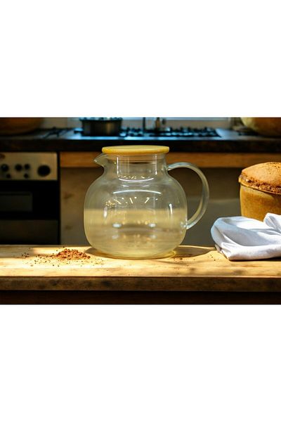 Kuka Bamboo Lid Borosilicate Heat Resistant Glass Teapot Special Design 1 Liter