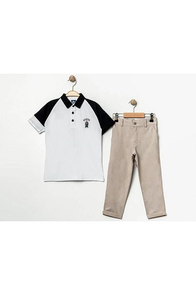 e-çocuk Costum pentru băiat cu guler polo brodat pe spate 60280