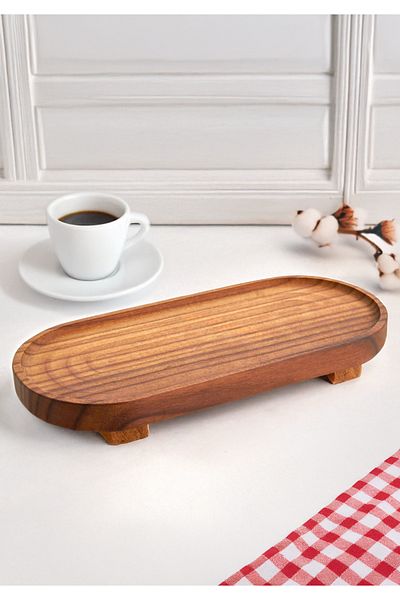 Kitchen Life Ayous Tree Footed Oval Presentation and Service Tray - Presentation Tray