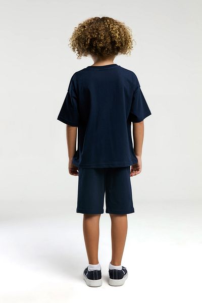 U.S. Polo Assn. Boy's 100% Cotton Navy Blue Color Shorts T-Shirt Double Set