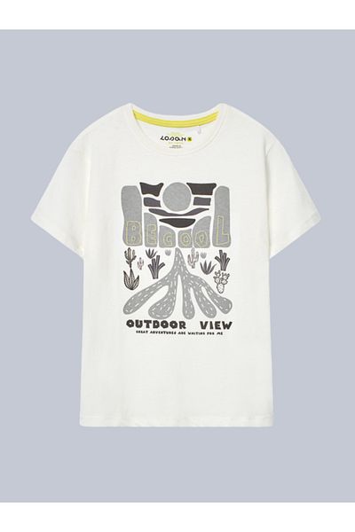 LOSAN Boy's Printed Tshirt White Color Revitalizing Old Man 3-10 Years Old