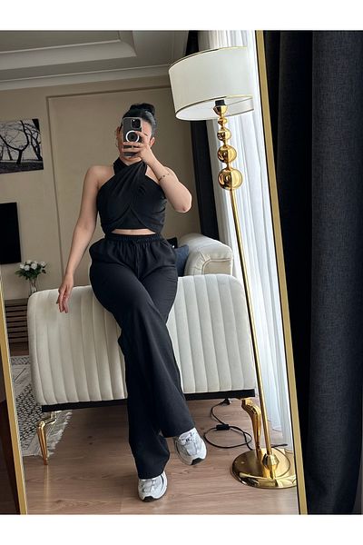 SANDY FASHİON Halter Neck Linen Suit