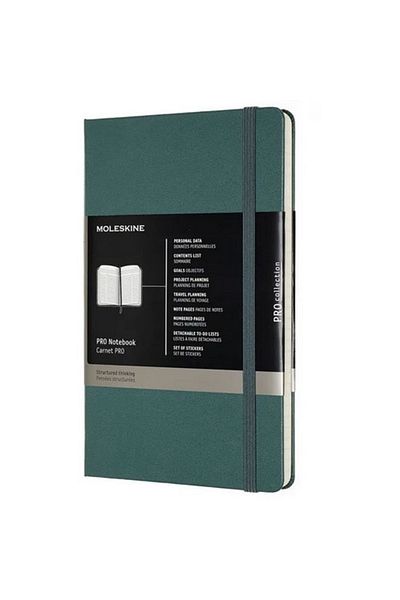 Moleskine Hard Cover Pro Notebook Forest Green (Striped - 13X21)