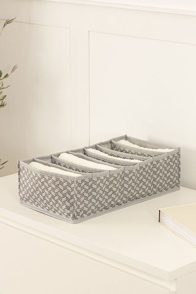 REKHOME 7 Compartment Gray Wardrobe Drawer Accordion Folding Socks Clothing Laundry Organizer Organizer