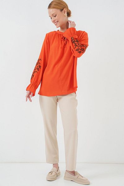 JANES Embroidered Knitted Blouse 941 - Orange