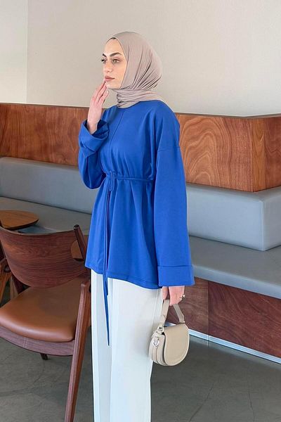 lamelif بنطال رياضي بفتحة باللون الأزرق