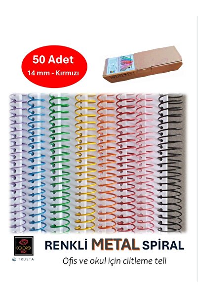 Colored Wire Renkli Metal Helezon Spiral Tel 14mm ( Kırmızı )