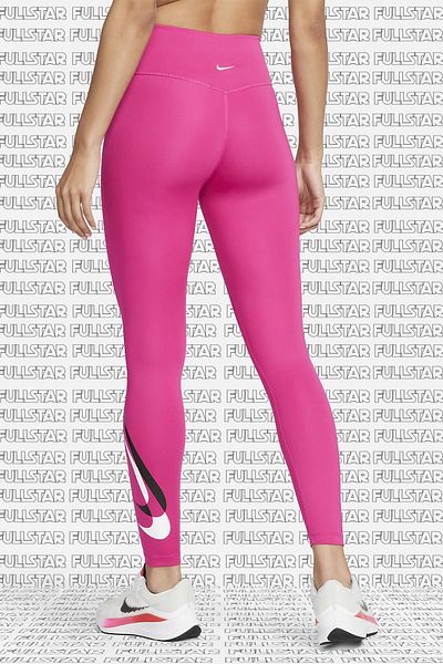 Nike Dri Fit One Big Double Swoosh Leggings - 7/8 cu ridicare, 2 buzunare interioare, jambiere roz