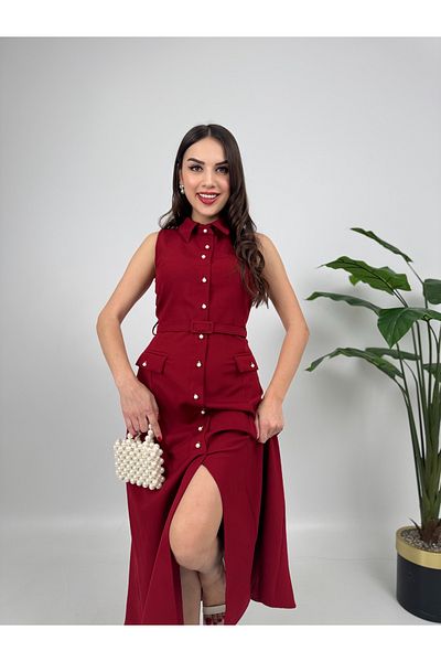 GİZONLY Rochie de damă Livin cu centură în talie cu detaliu perlat
