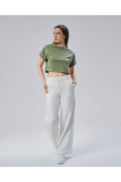 HANIMCA GİYİM Summer Wide Elastic Waist Model Comfortable Fit Wide Leg Women's Trousers