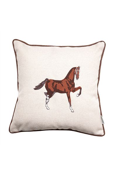 Mudo Home Ecru Color 43x43 Model Wild Horse Throw Pillow
