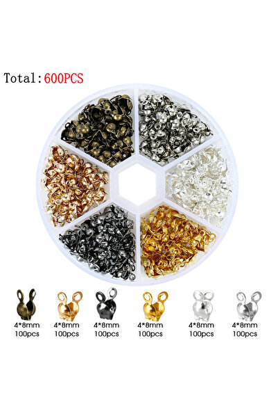 choice2 600pcs/Box 6 Styles Brass Tube Crimp Beads Tips Knot Covers Wire Guardians Protectors End Bead fo.