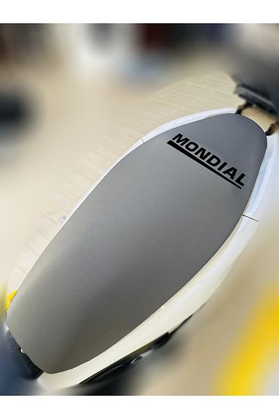ULTRASHOP Husa de șa pentru motocicletă din pânză gri Model Mondial 151 Rs Scaun din bumbac pieptănat cu logo